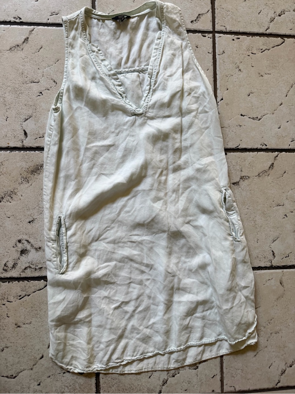 Light Green Sleeveless Linen Blend Skirt